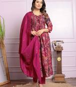 Biva Pink Viscose Printed Salwar Suit