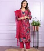 Pink modal silk designer premium ready to wear kurta set