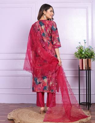 Pink modal silk designer premium ready to wear kurta set 2