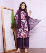 Purple pure muslin designer premium ready to wear kurta set