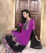 Nikhaar magenta embroidered georgette anarkali kurta &