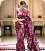 Magenta Designer Weaving Jacquard Faux Banarasi Soft Silk Traditional Saree