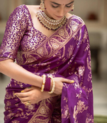 Purple Designer Weaving Jacquard Faux Banarasi Soft Silk Traditional Saree