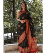 Black Designer Weaving Jacquard Faux Banarasi Soft Silk Traditional Saree