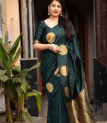 Dark Green Designer Weaving Jacquard Faux Banarasi Soft Silk Traditional Saree