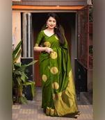 Green Designer Weaving Jacquard Faux Banarasi Soft Silk Traditional Saree