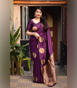 Purple Designer Weaving Jacquard Faux Banarasi Soft Silk Traditional Saree