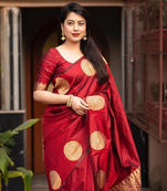 Red Designer Weaving Jacquard Faux Banarasi Soft Silk Traditional Saree