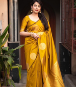 Yellow Designer Weaving Jacquard Faux Banarasi Soft Silk Traditional Saree