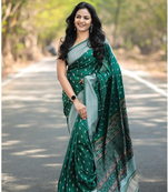 Green Designer Weaving Jacquard Faux Banarasi Soft Silk Traditional Saree