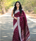 Maroon Designer Weaving Jacquard Faux Banarasi Soft Silk Traditional Saree