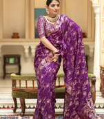 Purple Designer Weaving Jacquard Faux Banarasi Soft Silk Traditional Saree