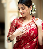 Red Designer Weaving Jacquard Faux Banarasi Soft Silk Traditional Saree