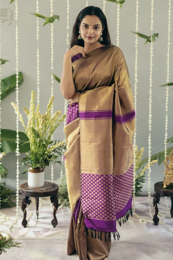 Purple Designer Weaving Jacquard Faux Banarasi Soft Silk Traditional Saree