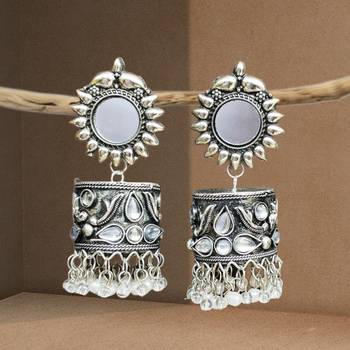 Oxidized mirror jhumkas 1