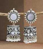 Oxidized mirror jhumkas