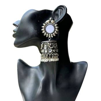 Oxidized mirror jhumkas 2