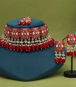 Red color choker meenakari necklace set