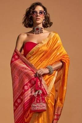 Women Yellow Banarasi Style Silk Saree And Art Silk Rich Pallu Saree With Blouse For Women 1