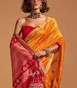 Women Yellow Banarasi Style Silk Saree And Art Silk Rich Pallu Saree With Blouse For Women