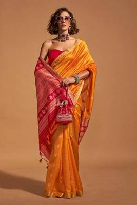 Women Yellow Banarasi Style Silk Saree And Art Silk Rich Pallu Saree With Blouse For Women 2