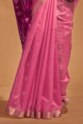 Women Pink Banarasi Style Silk Saree And Art Silk Rich Pallu Saree With Blouse For Women 4