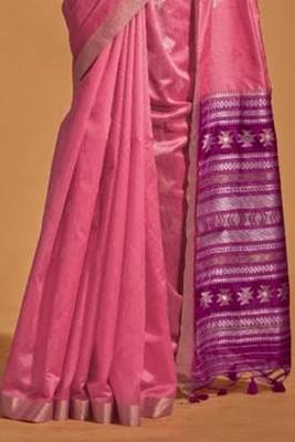 Women Pink Banarasi Style Silk Saree And Art Silk Rich Pallu Saree With Blouse For Women 5