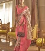 Women Off White Banarasi Style Silk Saree And Art Silk Rich Pallu Saree With Blouse For Women