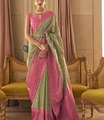Women Parrot Green Banarasi Style Silk Saree And Art Silk Rich Pallu Saree With Blouse For Women