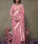 Women Pink Banarasi Silk Saree  And Silk Rich Pallu Saree With Blouse For Women