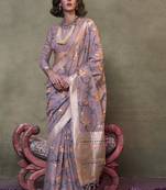 Women Purple Banarasi Silk Saree  And Silk Rich Pallu Saree With Blouse For Women
