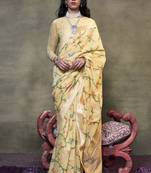 Women Yellow Banarasi Silk Saree  And Silk Rich Pallu Saree With Blouse For Women
