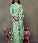 Women Sea Green Banarasi Silk Saree  And Silk Rich Pallu Saree With Blouse For Women