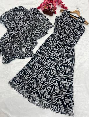 black gown style ready to wear georgette saree free size upto 44 3