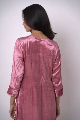 Fushia Pink and Beige Silk Velvet Salwar Suit 5