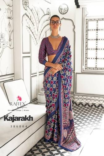 Women Navy Blue Banarasi Silk Saree  And Silk Rich Pallu Saree With Blouse For Women