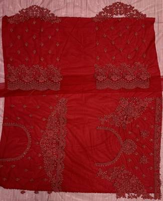 Captivating Maroon Dori Coded, Pattern Flower, and Thread Embroidered with Zircon Studded all over and Net Lehenga Choli 5