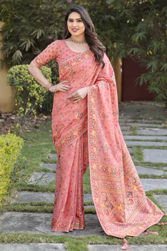 Luxury And Beautiful Soft, Smooth, Flowing Original Pashmina Soft Cotton Saree With Matching Blouse Fabric