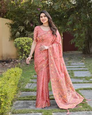 Luxury And Beautiful Soft, Smooth, Flowing Original Pashmina Soft Cotton Saree With Matching Blouse Fabric 2