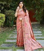 Luxury And Beautiful Soft, Smooth, Flowing Original Pashmina Soft Cotton Saree With Matching Blouse Fabric
