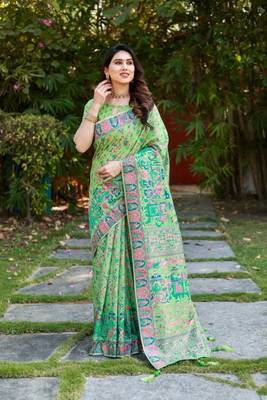 Luxury And Beautiful Soft, Smooth, Flowing Original Pashmina Soft Cotton Saree With Matching Blouse Fabric 5