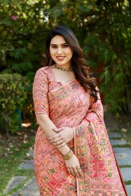 Luxury And Beautiful Soft, Smooth, Flowing Original Pashmina Soft Cotton Saree With Matching Blouse Fabric 3