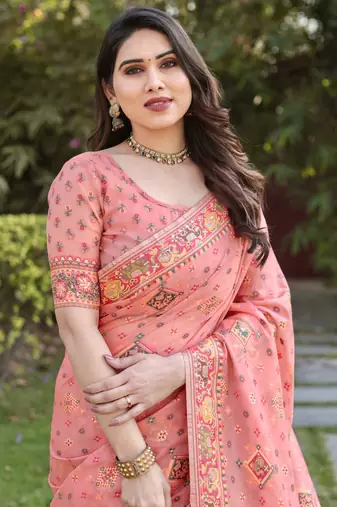 Luxury And Beautiful Soft, Smooth, Flowing Original Pashmina Soft Cotton Saree With Matching Blouse Fabric