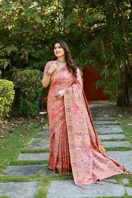 Luxury And Beautiful Soft, Smooth, Flowing Original Pashmina Soft Cotton Saree With Matching Blouse Fabric 5