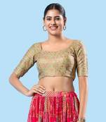 Padded Brocade Round Neck Blouse