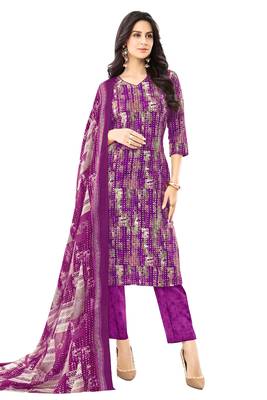 Unstitched crepe salwar suit material printed 1