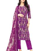 Unstitched crepe salwar suit material printed