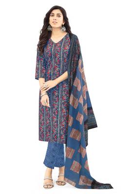 Unstitched crepe salwar suit material printed 1