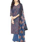 Unstitched crepe salwar suit material printed