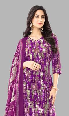 Unstitched crepe salwar suit material printed 2